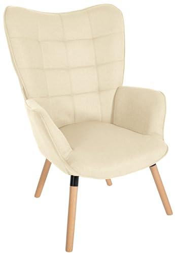 CLP Relaxsessel Garding I Komfortabler Polstersessel Mit Stoff-Bezug, Farbe:Creme