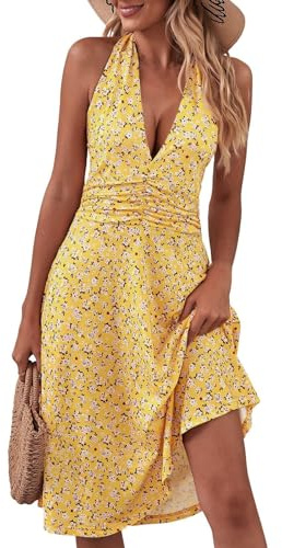Robe Sexy Femme Chic Slim Sexy V Neck Neck Robe Couleur Unie/Floral Imprimé Robe Vintage Robe Chic éLégante Pas Cher