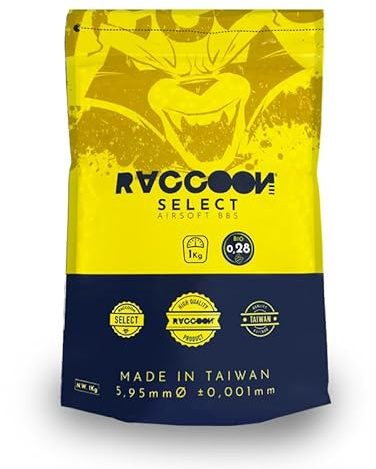 Bolsa de Bolas para Airsoft Blancas biodegradables - 1 kg BBS - 0,28 Gramos - Marca Raccoon Select