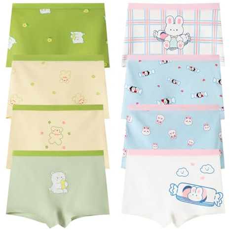 Lohhbve Coton Doux bébé Hommes Shorts Filles Culottes Ensemble de 8 Culottes pour Tout - Petits Enfants Culottes Mignonnes et Respirantes pour Enfants 2-12 Ans sous - vêtements