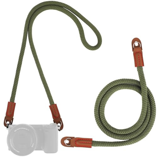 Windfromort - Correa para Cámara, Nylon Resistente, Longitud Ajustable, Cierre Rápido, Compatible con Cámaras DSLR, SLR y Sin Espejo (Verde)