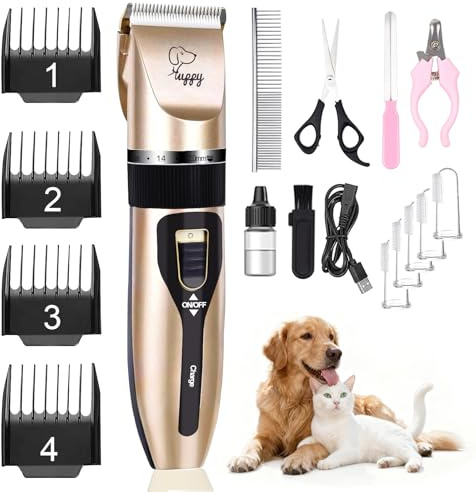 HappyYILIDA Dog Clippers for Grooming, Low Noise, Electric Quiet, Adjustable Clipper Comb for Dog Grooming Kit, cat Supplies Pet Hair Clippers Grooming kit for Dogs at Home