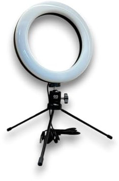 Aro de Luz LED con Trípode, 26cm, Iluminación Circular para Fotografía y Video, Control de Brillo, Base de Mesa