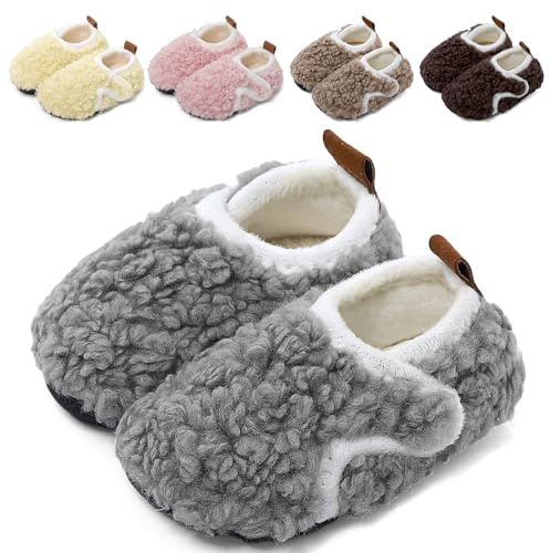 MASOCIO Zapatillas de Estar por Casa Niñas Niños Invierno Pantuflas de Cálido Peluche Antideslizante Talla 20-36 EU