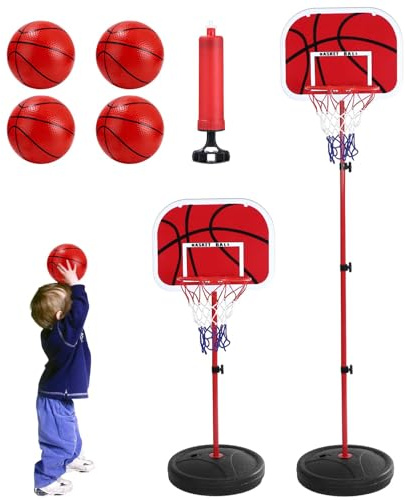 50-150cm Canasta Baloncesto Infantil, Mini Canasta Baloncesto Habitacion con 4 Pelotas De Daloncesto y Bomba, Ajustable Aro De para Interior y Exterior,Mini Juguetes Deportivos
