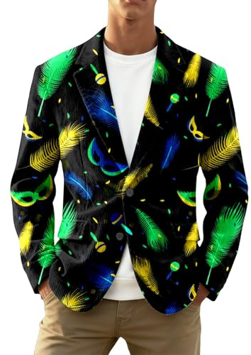Blazer Uomo Casual Giacca in Corduroy con Paillettes Print per Uomo Stile Casual per Matrimoni ed Eventi Formali Notturni