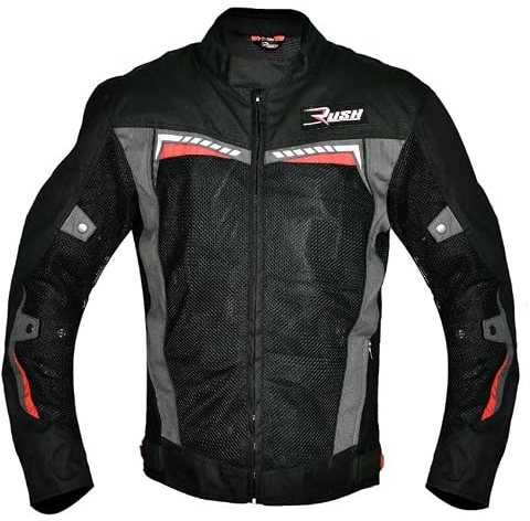 WinNet Giacca Giubbotto Moto leggero primaverile estivo Traforato traspirante Ventilato per l'Estate con Protezioni (IT, Testo, M, Regular, Regular, rosso)