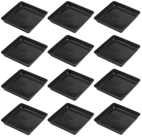 VILLFUL 15 Piezas de Platos Cuadrados para Macetas de Plantas y Bonsáis, Bandejas de Abs Negras de 15x15 Cm Altura de 2.2cm, Ideales para Interiores y Exteriores