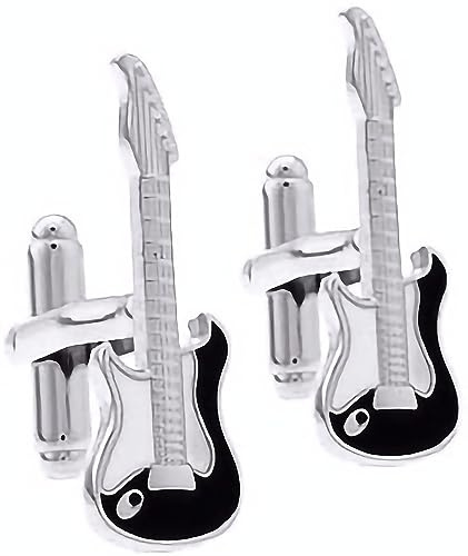 Gemelolandia | Gemelos Guitarra Fender Stratocaster Negra II Gemelos Originales Para Camisas | Para Hombres y Niños | Regalos Para Bodas, Comuniones, Bautizos y Otros Eventos