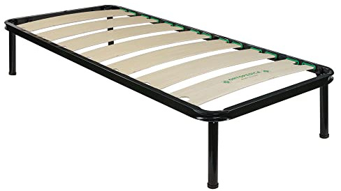 Comprarredo Rete a doghe larghe singola 80x190 in legno di faggio e telaio in metallo, ortopedica e robusta per materasso singolo