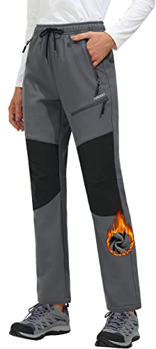 MOCOLY Pantaloni Trekking Invernali Donna Pantaloni Escursionismo Montagna Softshell Pantaloni Sci Impermeabili Termici Foderati in Pile con Tasche per Il Lavoro Sport Caccia Alpinismo All'aperto