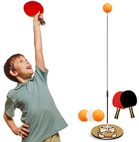 FBITE Tischtennis-Trainer, Ping-Pong-Ball-Trainingsgerät, Rapid-Rebound-Tennis-Roboter, für Selbsttraining/Freizeit/Dekompression, Braun