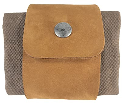 Hide & Drink, Foraging Pouch (Collapsible) for Hiking, Treasures & Seashells Bag, Easy Looping Around Belts, Grocery Storage, Waxed Canvas, Handmade, Fatigue/Old Tobacco