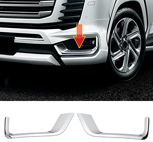 YARKIM For Land Cruiser 300 2021 2022 2023 Lc300 Exterior Upgrade Decoration Accessories High Gloss Chrome Fog Lamp Cover Body Kit (Silver A)