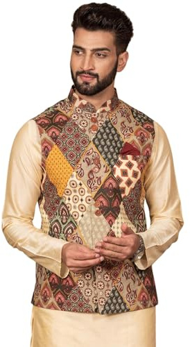 KISAH Mens Nehru Jacket - Stylish Modi Jacket - Traditional Indian Ethnic Wear for Men - Ideal for Weddings & Celebrations