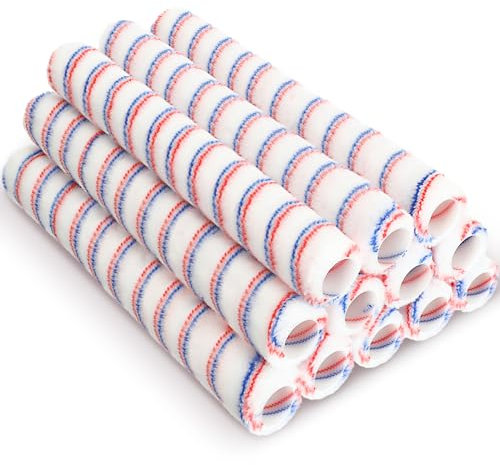 Leumoi 12 Stück 45,7 cm Farbrollerabdeckungen, Nachfüllpackung, Mikrofaser-Rollerabdeckungen ohne Endkappe, große Farbrollerhülsen, 45,7 cm, Farbroller-Set für Wand, Boden, Haus, Malerrahmen, Zubehör