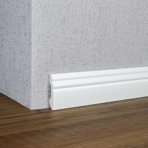 PROVISTON Sockelleiste Berliner Profil 16 x 60 x 2000 mm Elegante Hamburger Leiste Hochwertige Fußleiste Kunststoff Weiß Wasserfest, Robust und Langlebig