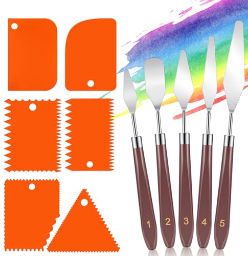 Rubessia 11 Pezzi Spatole per Pittura, 5 Spatola per Pittura e 6 Coltelli per Pittura, Spatola set, Coltelli di Pittura per Pittura Acrilica, Decorativa, Pittura, Olio, Pittura su Tela