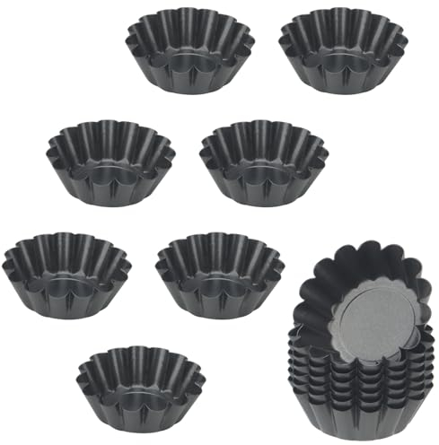 MUNGHOK Lot de 14 petits moules à tartelettes, en acier au carbone, antiadhésif, pour tarte, muffins, tartes, gâteaux, puddings, muffins, cupcakes