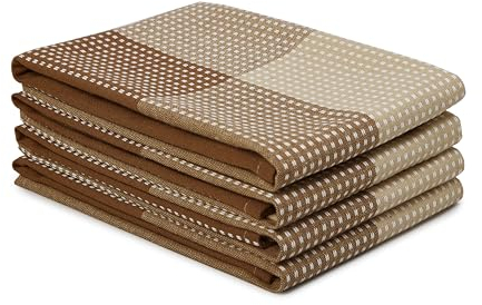 Encasa Juego de Toallas de Cocina de Algodón - Paños de Té y Trapos de Cocina Súper Absorbentes de 70x45 cm para Lavar, Secar Platos y Limpiar - Ultra Suaves y Duraderos - Paquete de 4 - Beige