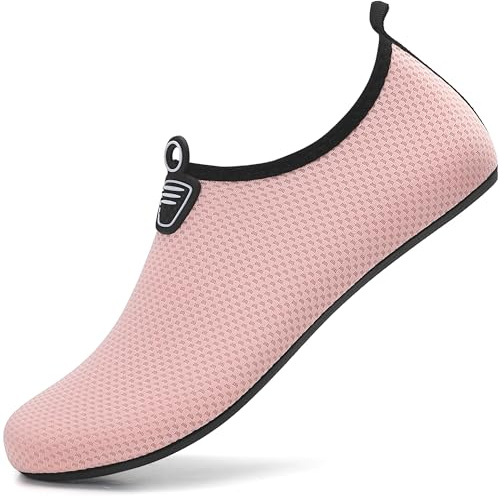 sportvibe Water Shoes Women Beach Shoes Men Lightweight Barefoot Aqua Quick Dry Breathable Swim for Surfing Running Driving Pool Yoga (Pink,6.5 UK/40 EU)