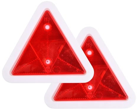 Duronge 2 Pezzi Catarifrangenti Triangolari, Triangolo d'emergenza Rosso, Catarifrangenti Triangolari per Rimorchi, Camion, Automobili, Roulotte, Costruzioni Stradali, Veicoli di Segnalazione