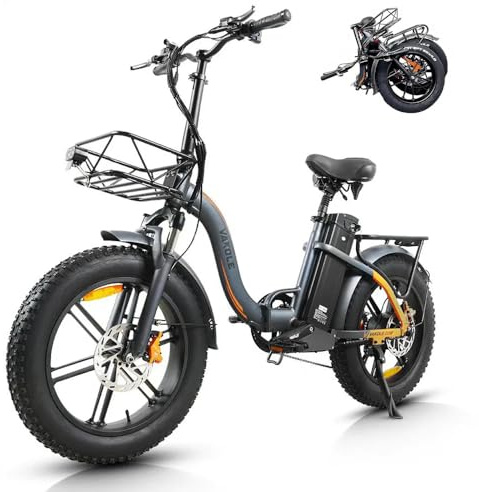 VAKOLE E-cykel, hopfällbart hjul, 20 tum, lågstigande elcyklar med 30 Ah/48 V batteri, 120 km räckvidd, hydraulisk broms, 7-växlad fatbike för kvinnor och män