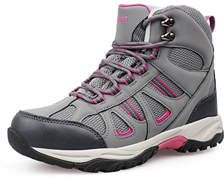 riemot Chaussures de Randonnée Femme Imperméables Respirantes Bottes de Montagne Antidérapantes et Confortables pour Marche Sportive, Gris, EU 38