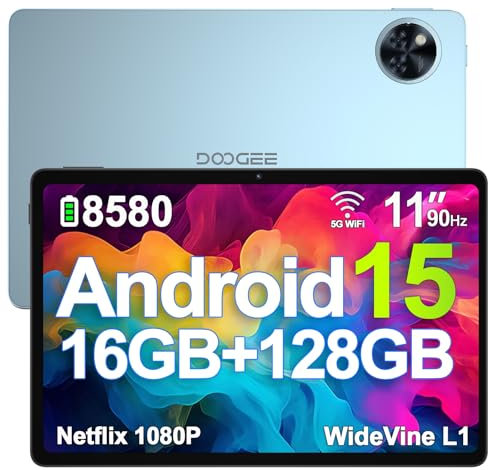 DOOGEE U11 Tablet Android 15 Ultimo, 11 Pollici IPS, 16(4+12) GB+128GB/TF 2TB Octa-Core, 8580mAh Tablet PC, 13MP+5MP, Widevine L1 Tablet in Offerta, Dual Speakers, 90HZ/OTG/WiFi/Face Unlock/BT5.0 Blu