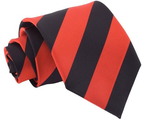 DQT Corbata clásica para hombre, diseño de rayas, color rojo y negro