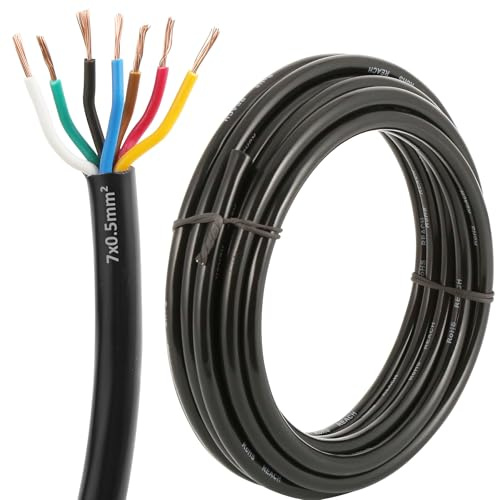 ETUKER Elektrisk kabel 20AWG 7 × 0,5 mm², 5 m, förlängningskabel, 7 polig, 7 polig