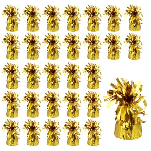 WOPPLXY 24 PCS Helium Balloon Weights Gold 170g for Birthday, Party | Foil Fringed, 170g Weights for Balloons, Suits for Outdoor and Indoor