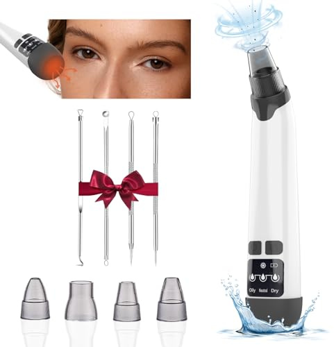 Blackhead Remover Pore Vacuum - Facial Pore Cleaner with 3 Adjustable Suction Levels, 4 Blackhead Removal Tools, Electric Acne Extractor Tool for Women & Men