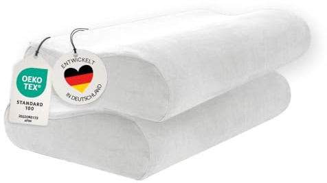 casimum® Kissenbezug aus Baumwolle für Nackenstützkissen mit Reißverschluss. Kopfkissen Schonbezug 60x30 cm, Weiß, 2-Pack