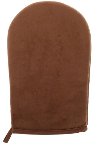 Gogogmee Brown Black Flannel Tanning Applicator Mitt Self Tanner Back Applicator Plush Sponge Material Even Application of Body Lotion Enhancing Absorption Sleek Stylish Design for Self