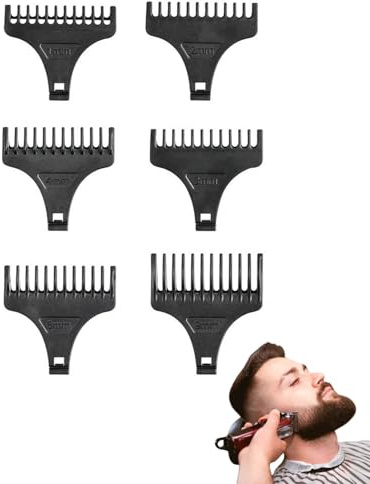 ZKUNL Set tagliacapelli da 6 pezzi con accessori opzionali, tra cui un pettine regolabarba e accessori per tagliacapelli (1-4 mm, 6 mm, 9 mm).