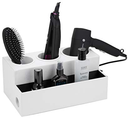 JackCubeDesign Hair Dryer Holder Hair Styling Product Care Tool Organiser Bath Supplies Accessories Tray Stand Storage Bathroom Vanity Countertop with 3 Holes (White) – :MK154D
