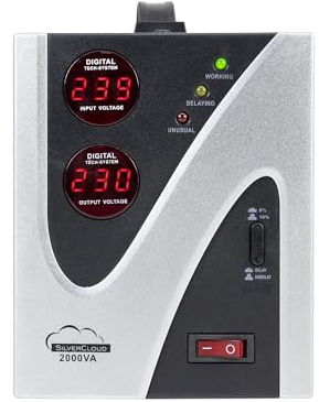 Voltage Converter Stabilizer SilverCloud 2000VA 1200W, Black