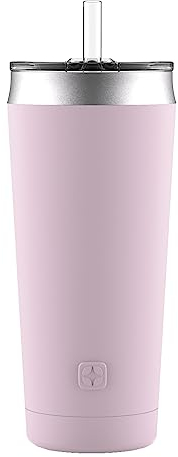 Ello Beacon Vacuum Insulated Stainless Steel Tumbler with Optional Straw, 24 oz, Cashmere Pink