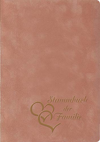 Stammbuch Herzen, Altrosa, Velours, Herzprägung Silber, Stammbuchformat (14 x 21 cm)