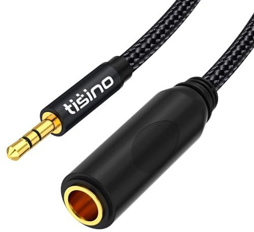 Tisino Jack to 3.5mm Adapter, 6.35mm Female to Mini jack Male Stereo Audio Adapter for Headphone, Amplifiers, Guitar, Amp etc. - 1ft/30cm