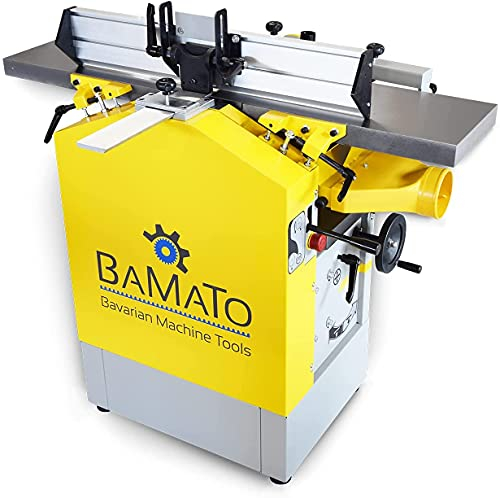 BAMATO Abricht- und Dickenhobelmaschine BHM-250 | 230V Elektromotor | 3 HSS-Hobelmesser | 250mm Hobelbreite | stabile Säulenführung und Maßskala | Dickenhobelmaschine Abrichthobelmaschine