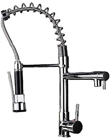 Gastro Profi Spültisch Küche Armatur Mischbatterie Wasserhahn Brause Spiralfeder Ausziehbar Farbe: Glanz/Chrom