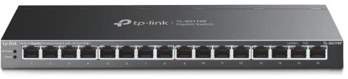 TP-Link TL-SG116P | 16 Port Gigabit PoE Switch | 16 PoE+ Ports @120W | Plug & Play | Extend, Priority & Isolation Mode | PoE Auto Recovery | Fanless | QoS & IGMP Snooping