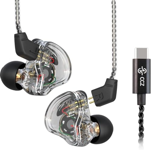 Yinyoo CCZ Melody Auriculares USB C 1DD+1BA Auriculares con Cable Tipo C IEM HiFi con Graves Profundos para Samsung S23/S22/S21/S20/Huawei P50/P40/P30 Pro/P30/Google Pixel