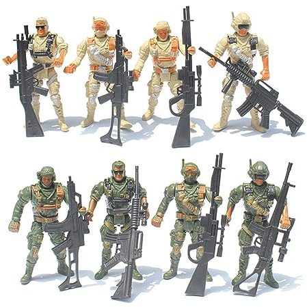 Katutude Soldat Militaire Jouet, 8 Pièces Figurines Soldats Mobiles avec Arme Figurine d'action Soldats en Plastique Armée Militaire Figures Jouets Soldat Playset Jouets Soldats Set pour Enfants
