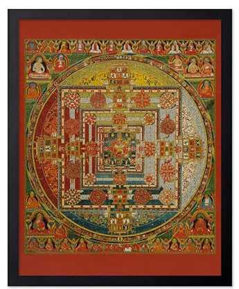Poster Master Vintage Kalachakra Mandala Poster - Retro Wheel of Time Print - Buddhism Art - Tibetan Art - Gift for Men, Women - Decor for Spa, Yoga Studio, Meditation Room - 8x10 UNFRAMED Wall Art
