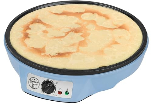 Bestron elektrisk pannkaksmaskin, crepe-maskin för pannkakor Ø 30 cm, inklusive degdispenser och pannkakspatel, med non-stick-beläggning, 1 000 watt, färg: Blå