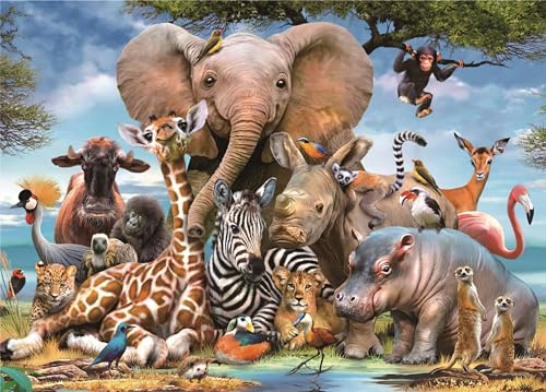 Puzzles pour Adultes 1000 pièces Le Royaume des Animaux 70 x 50 cm Puzzles pour Adultes Jeu éducatif Challenge Toy 1000 pièces Rhinocéros Zebra Girafe Puzzle pour Adulte