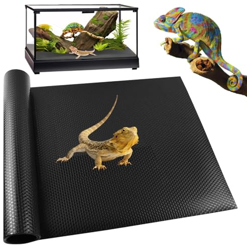 QWR Accesorios de tanque de dragón barbudo, sustrato de forro de terrario de reptiles para geco leopardo, serpiente, lagarto y tortuga, ropa de cama no adhesiva para tanque de reptiles, color negro